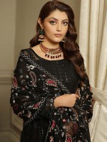 Black Faux Georgette Pakistani Style Suit